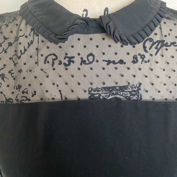CeCe Mixed Media Collar Top - Size M - Picture 5 of 8